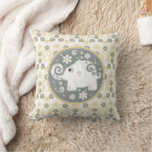 イエローグレーホワイトエレファントデイジーフローラ枕 クッション (ブランケット)