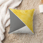 イエローグレーホワイトカラーブロック クッション (ブランケット)