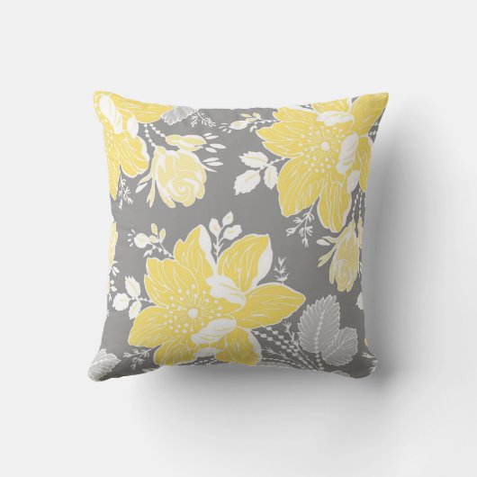 イエローグレーホワイトフローラ化粧枕 クッション (裏面)