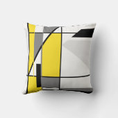 イエローグレーホワイトブラック抽象芸術幾何学的モザイク クッション (裏面)