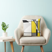 イエローグレーホワイトブラック抽象芸術幾何学的モザイク クッション (椅子)