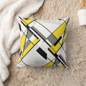 イエローグレーホワイトブラック抽象芸術角デザイン クッション (ブランケット)