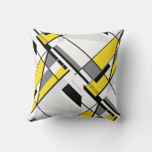 イエローグレーホワイトブラック抽象芸術角デザイン クッション (裏面)