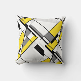 イエローグレーホワイトブラック抽象芸術角デザイン クッション
