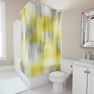 イエローグレーホワイト抽象芸術 シャワーカーテン