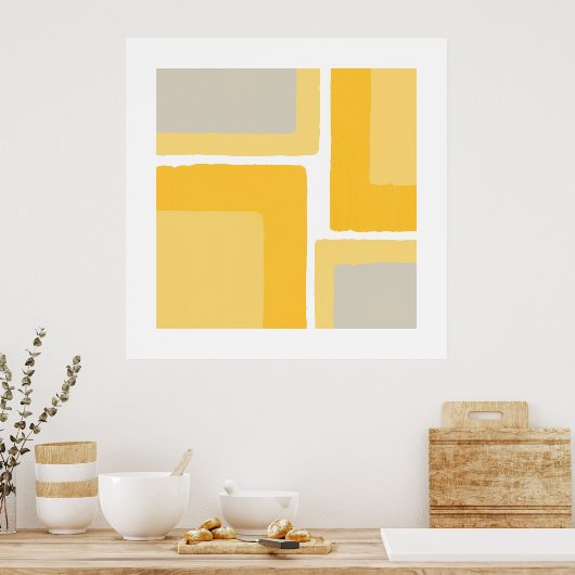 イエローグレーミニマリストカラーブロック ポスター (キッチン)