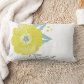 イエローグレーミントヴィンテージモダンフローラルパターン ランバークッション (ブランケット)