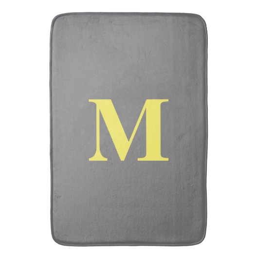 イエローグレーモノグラムイニシャル名前をカスタムするデコー バスマット (正面縦)