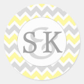 イエローグレーモノグラム結婚封筒用シール ラウンドシール (正面)