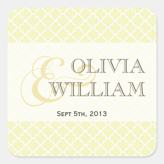 イエローグレーモロッコタイルモダンのアンパサ結婚ンド スクエアシール (正面)