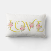 イエローグレーラブタイポグラフィバラバレンタインデー ランバークッション (裏面)
