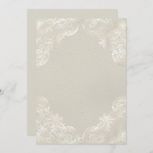 イエローグレーヴィンテージ金箔空白の白 招待状 (正面/裏面)