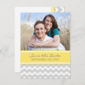 イエローグレー写真日付の結婚はがきを保存 案内ポストカード (正面/裏面)