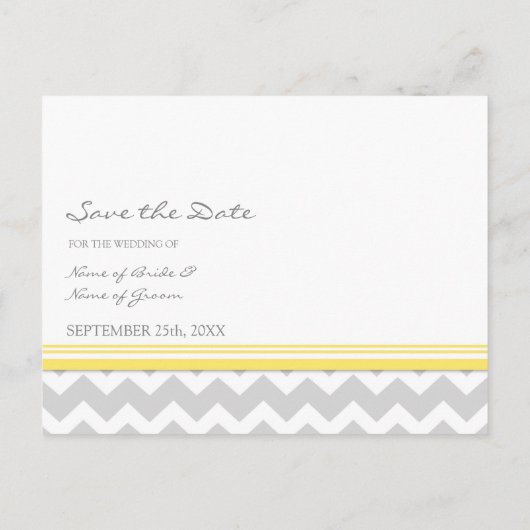 イエローグレー写真日付の結婚はがきを保存 案内ポストカード (裏面)