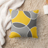 イエローグレー抽象芸術サークル装飾用クッション クッション (ブランケット)