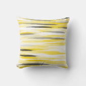 イエローグレー抽象芸術ストライプ クッション (正面)