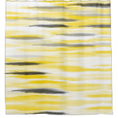 イエローグレー抽象芸術ストライプ シャワーカーテン (正面)