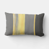 イエローグレー抽象芸術ストライプ ランバークッション (裏面)