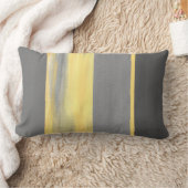 イエローグレー抽象芸術ストライプ ランバークッション (ブランケット)