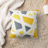 イエローグレー抽象芸術幾何学模様 クッション (ブランケット)