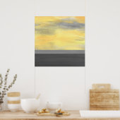 イエローグレー抽象芸術 モダン ポスター (キッチン)