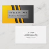 イエローグレー抽象芸術 | 産業ストライプ 名刺 (正面/裏面)