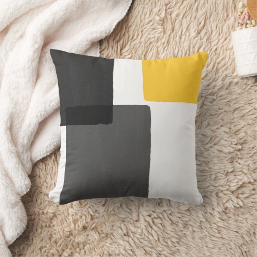 イエローグレー白黒ミニマモダンリスト クッション (ブランケット)