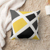 イエローグレー白黒幾何学模様 クッション (ブランケット)