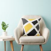 イエローグレー白黒幾何学模様 クッション (椅子)