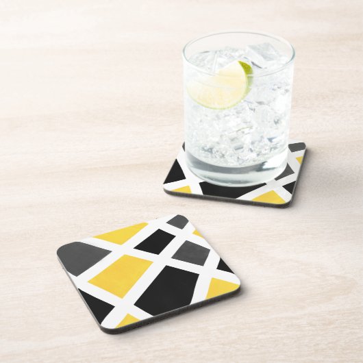 イエローグレー白黒幾何学模様 コースター (右側)