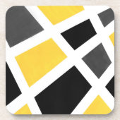 イエローグレー白黒幾何学模様 コースター (正面)