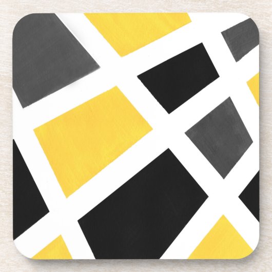 イエローグレー白黒幾何学模様 コースター (正面)