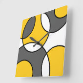 イエローグレー白黒抽象芸術円 スクエア壁時計 (傾斜)