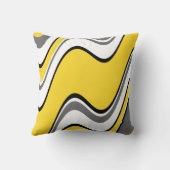 イエローグレー白黒抽象芸術波 クッション (裏面)