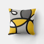 イエローグレー白黒抽象芸術装飾用クッション クッション (裏面)