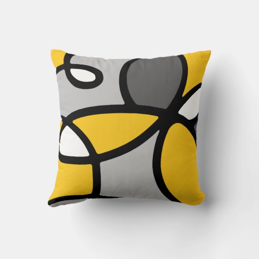 イエローグレー白黒抽象芸術装飾用クッション クッション (裏面)