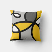 イエローグレー白黒抽象芸術装飾用クッション クッション (正面)