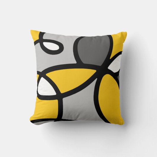 イエローグレー白黒抽象芸術装飾用クッション クッション (正面)