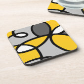 イエローグレー白黒抽象芸術 コースター (左側)