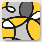 イエローグレー白黒抽象芸術 コースター (正面)