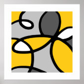 イエローグレー白黒抽象芸術 ポスター (正面)