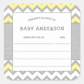 イエローグレー蔵書票、ベビー初のライブラリ スクエアシール (正面)