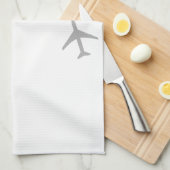 イエローグレー飛行機航空機航空フライ キッチンタオル (四つ折り)
