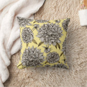 イエローグレー&ホワイト装飾性ムームフローラルパターン クッション (ブランケット)