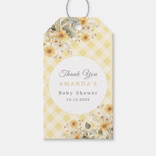 イエローグース間抜けベイビーシャワーありがとう ギフトタグ (正面)