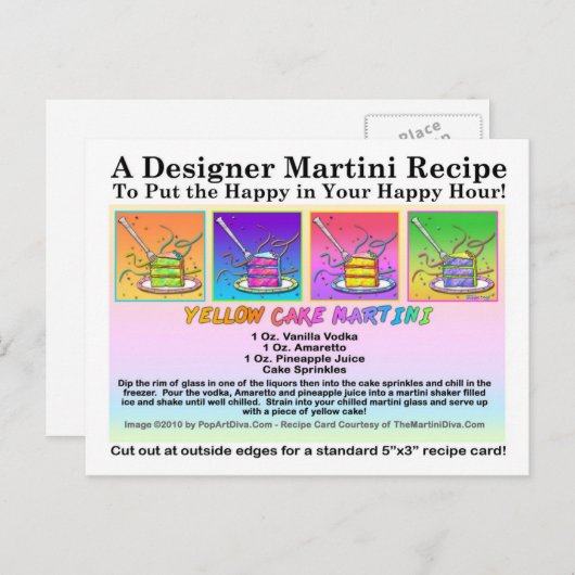 イエローケーキマルティーニレシピカードはがき ポストカード (正面/裏面)