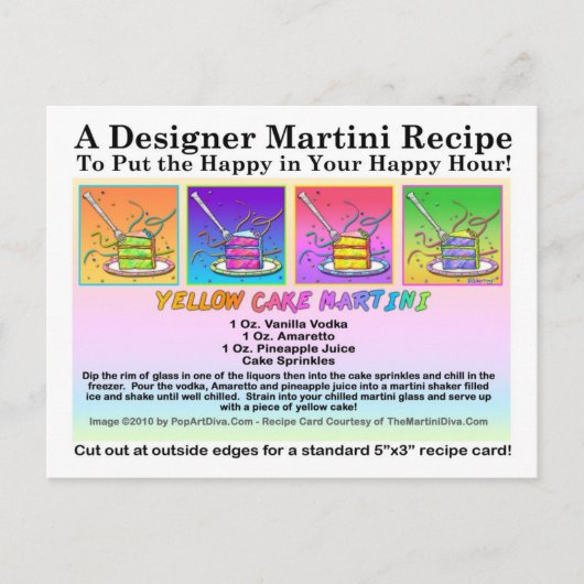 イエローケーキマルティーニレシピカードはがき ポストカード (正面)