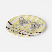 イエローコアラツインベビーシャワー/子供の誕生日 ペーパープレート (アングル)