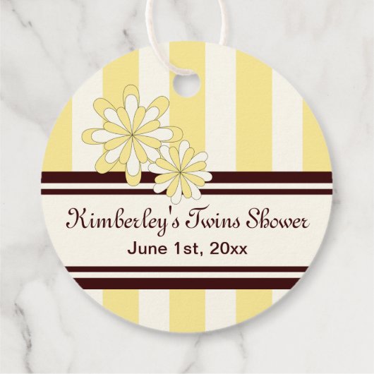 イエローコアラツインベビーシャワー/誕生日ありがとう フェイバータグ (裏面)