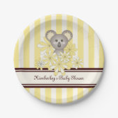 イエローコアラ誕生日/ベビー男女兼用シャワー ペーパープレート (正面)